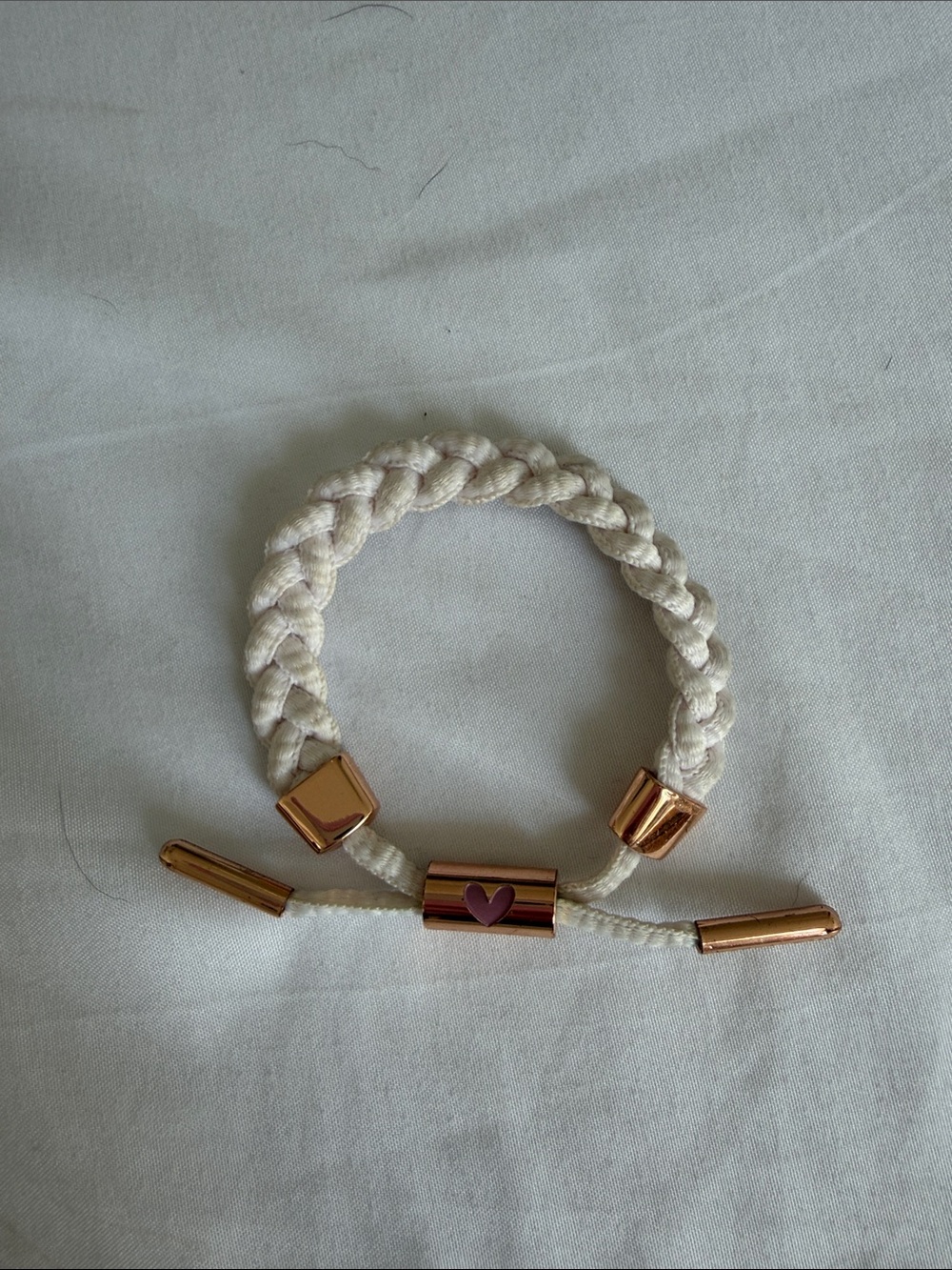 Rastaclat Love CollectionAdjustable Braided Cream Bracelet with Rose Gold Accent